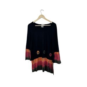 Parsley & Sage X-Large Tunic Top 3/4 Sleeve Black Rayon Pullover Womens